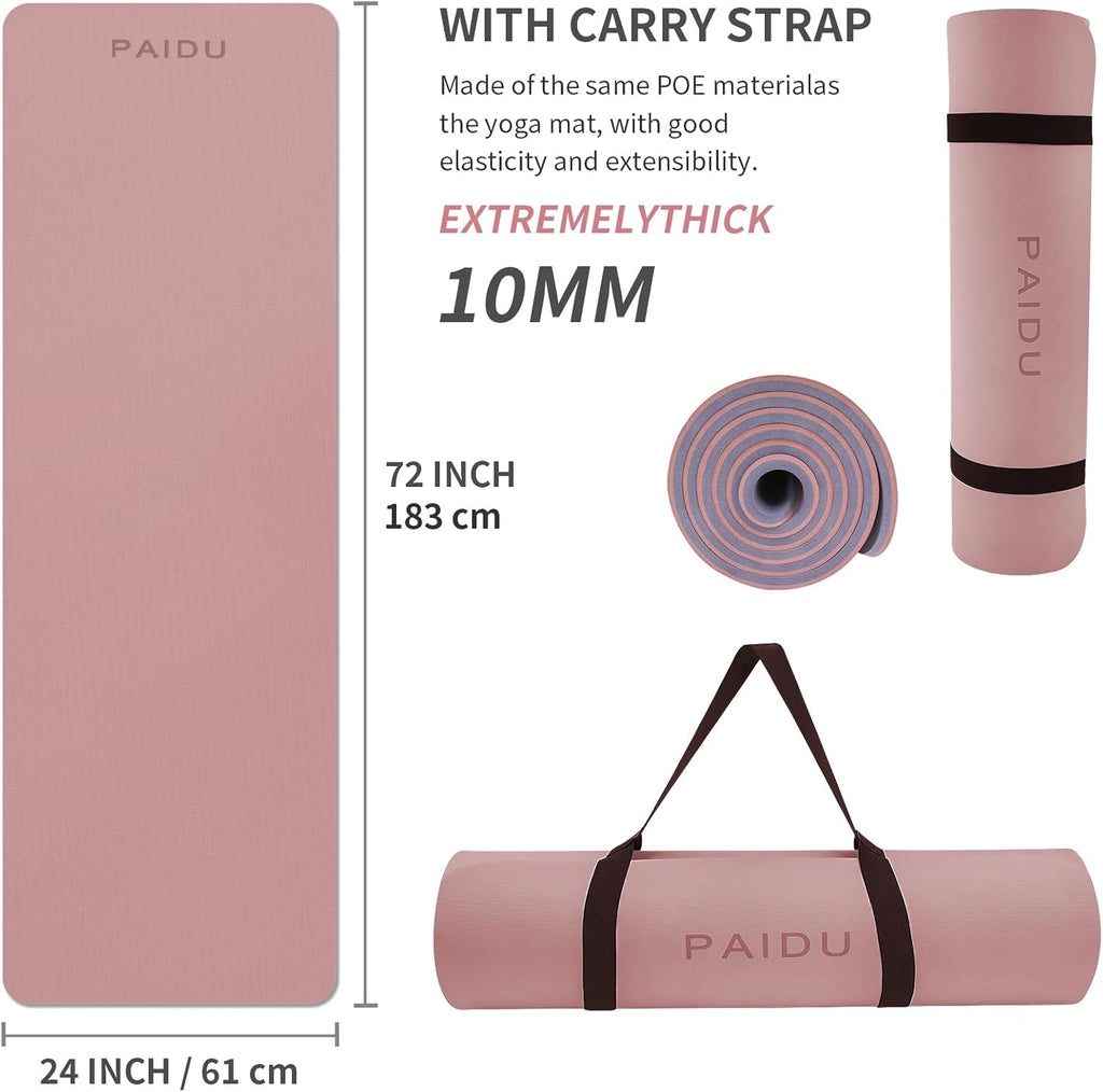 Yoga Mat Non Slip Anti-tear,extra thick-2/5 inch（10MM）High Resiliency Professional POE Yoga Mats for Women Men Kids,7... - Image 2
