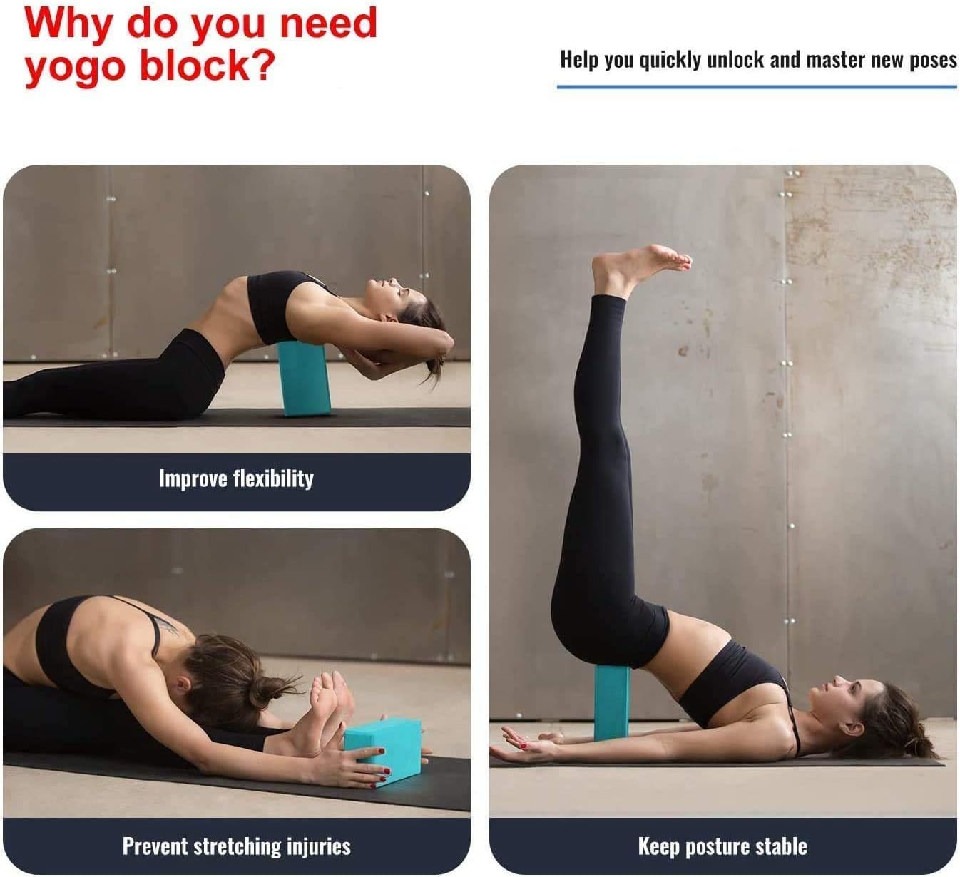 Yoga Blocks 9x6x3, 2 Pack High Density Yoga Brick Foam Blocks to Improve Strength, Flexibility and Balance, Light Wei... - Image 4