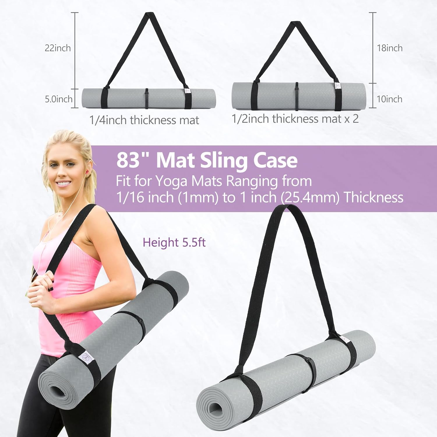 YOGAER Yoga Mat Carrier Strap, Adjustable Thick Straps Sling for Carrying Large Mats, Stretching Band - Image 6
