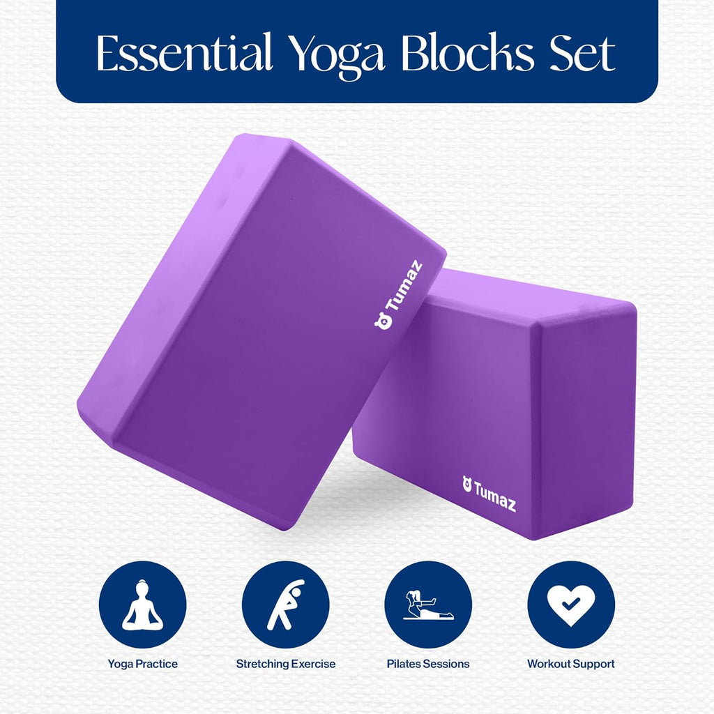 Tumaz Yoga & Stretching Essentials Bundle: 10-Loop Non-Elastic Stretch Strap for Physical Therapy, Yoga, Pilates & 2-... - Image 3