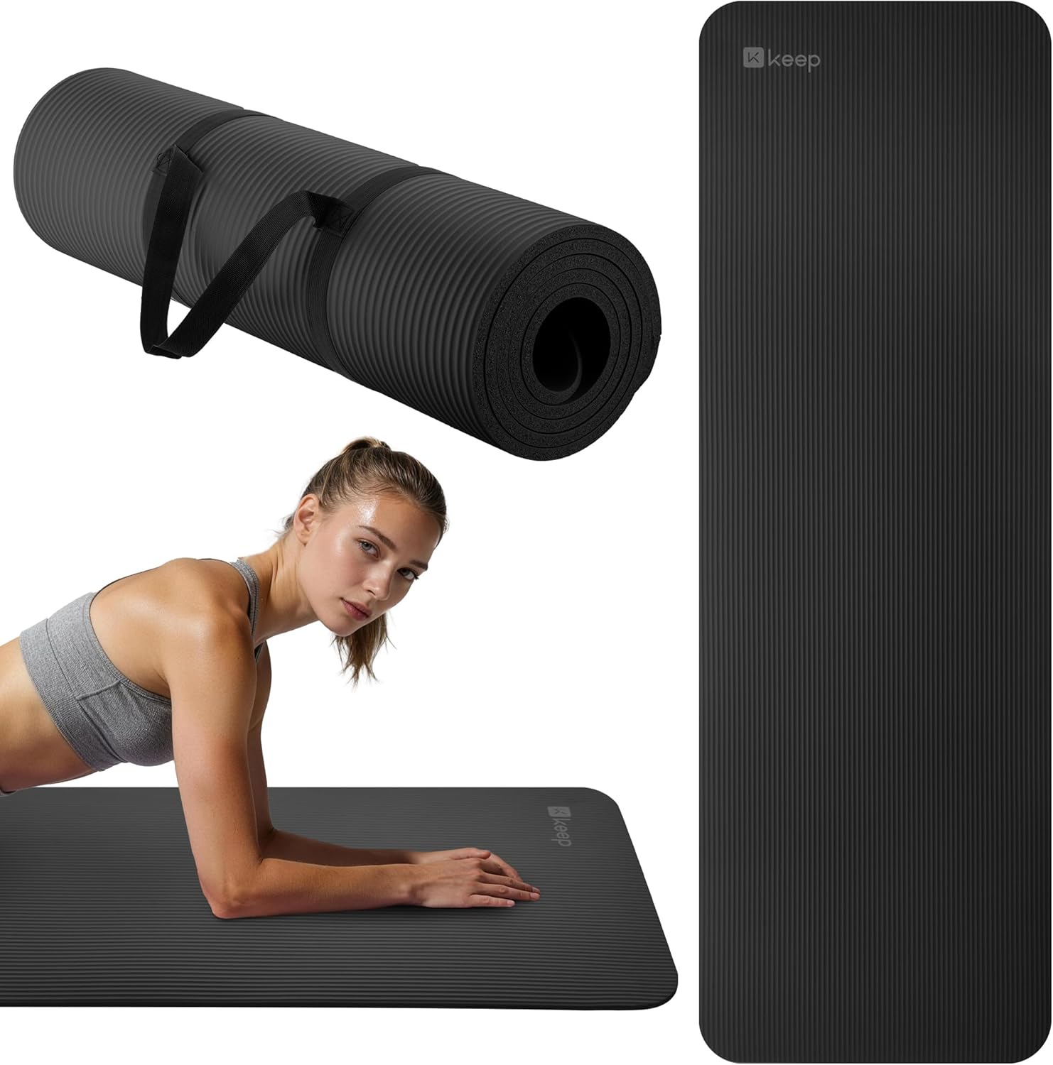 KEEP Extra Thick NBR Yoga Mat for Women & Men, 10mm Thick, 72”x24” Large Exercise Mat with Non-Slip Workout Mat for Y... - Image 2