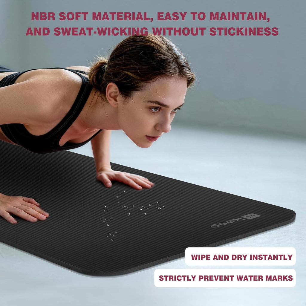 KEEP Extra Thick NBR Yoga Mat for Women & Men, 10mm Thick, 72”x24” Large Exercise Mat with Non-Slip Workout Mat for Y... - Image 6