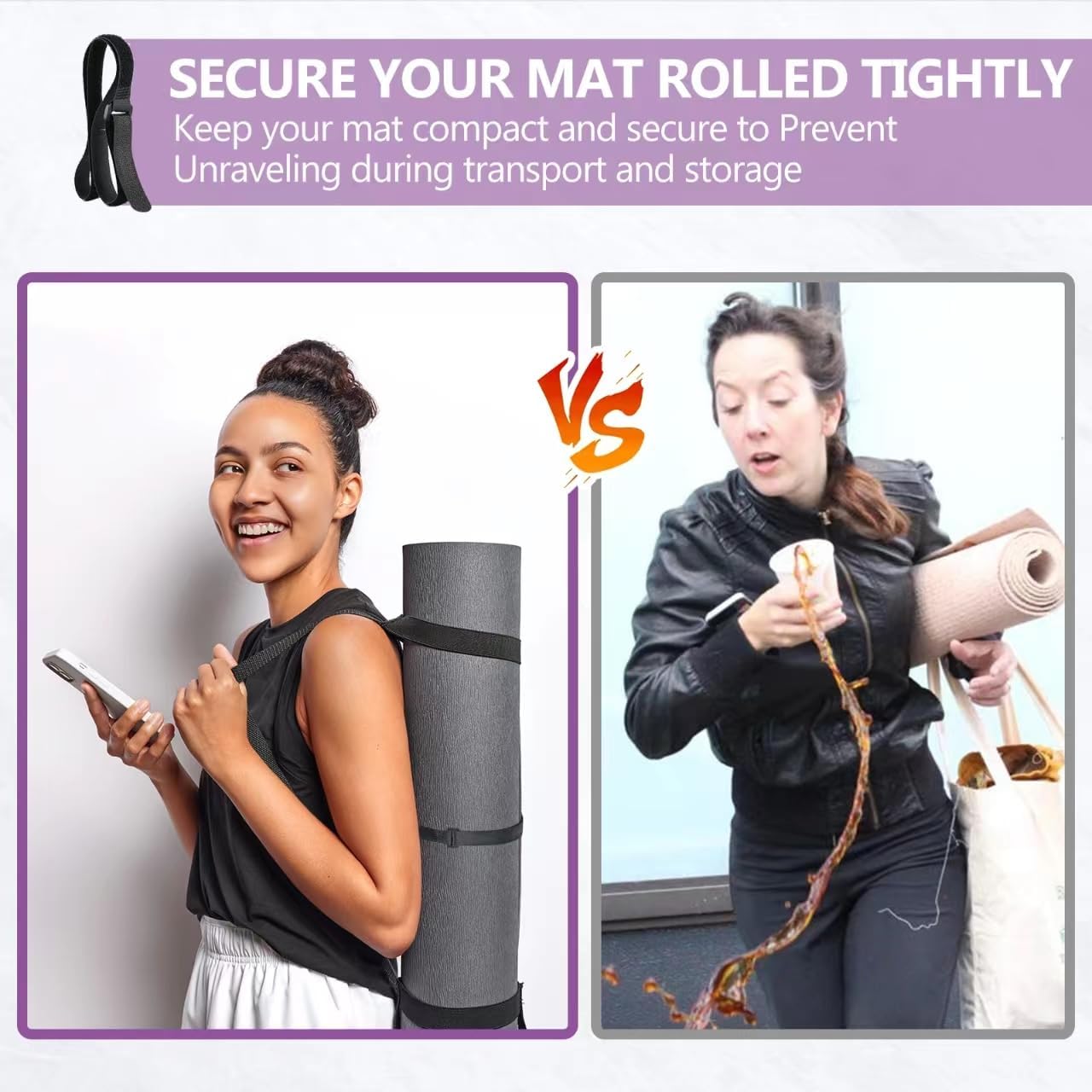 YOGAER Yoga Mat Carrier Strap, Adjustable Thick Straps Sling for Carrying Large Mats, Stretching Band - Image 3