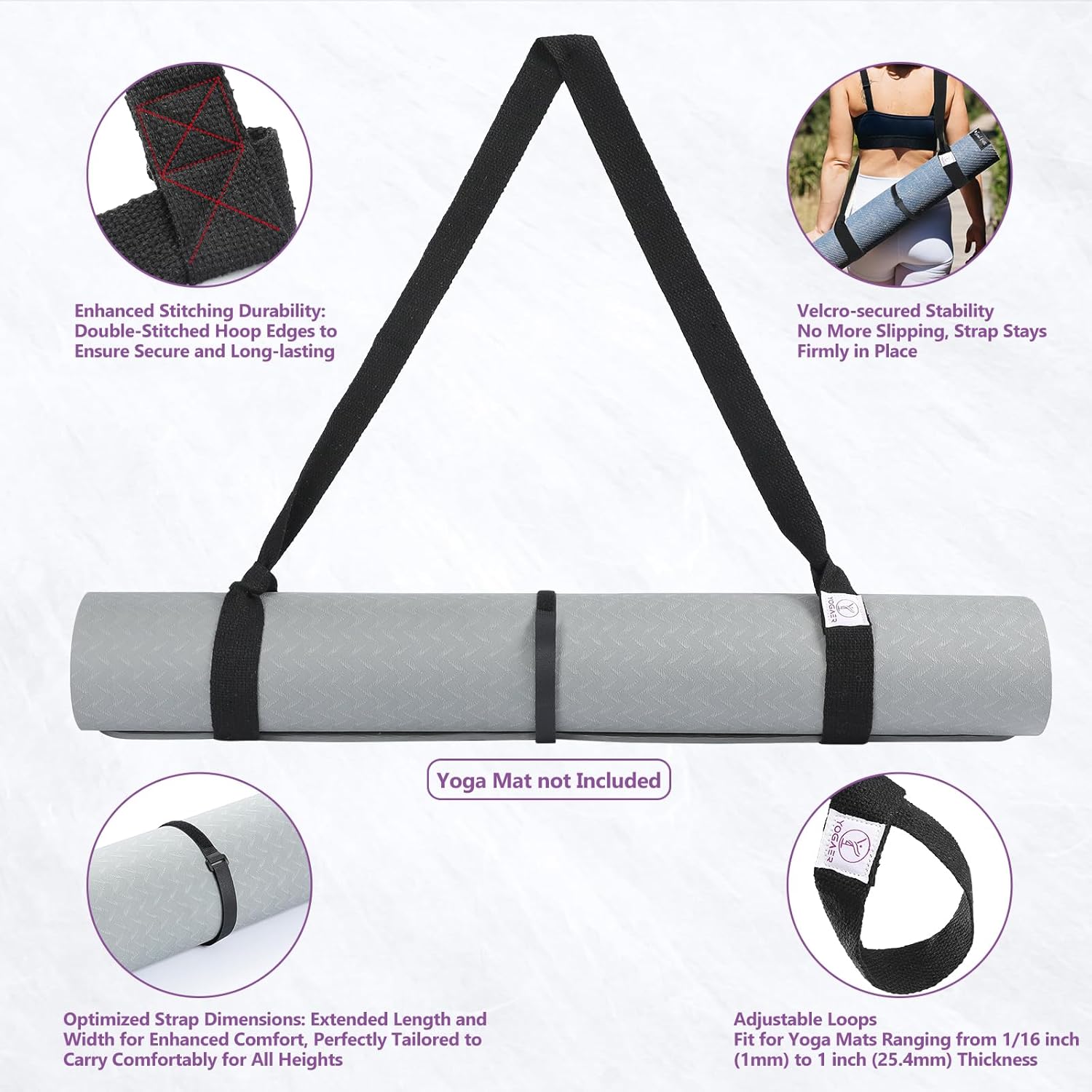 YOGAER Yoga Mat Carrier Strap, Adjustable Thick Straps Sling for Carrying Large Mats, Stretching Band - Image 5