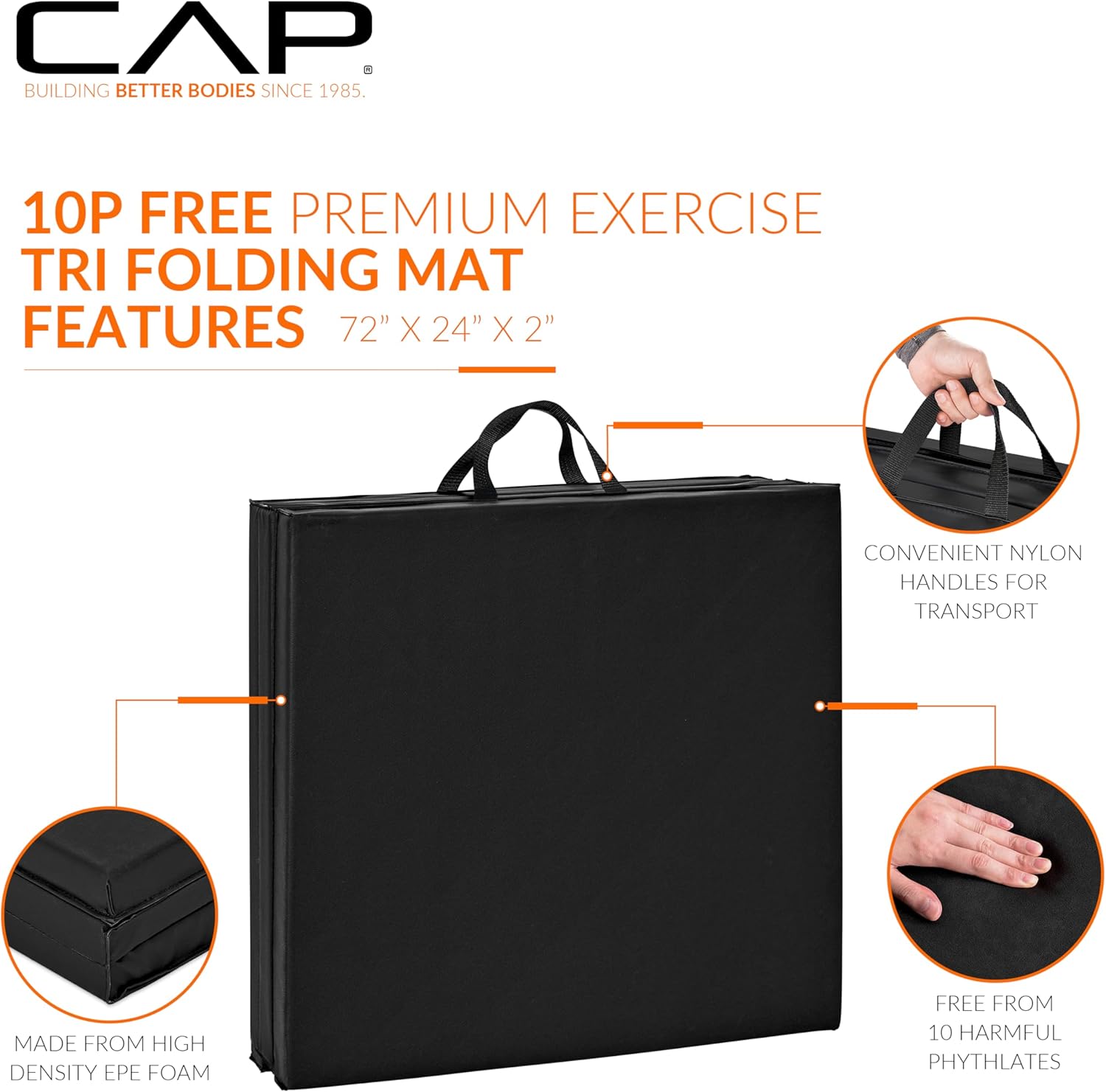 CAP Barbell All Purpose Folding Anti Tear Exercise Training Aerobic Fitness Gym & Gymnastics Balance Mat | Multiple c... - Image 3
