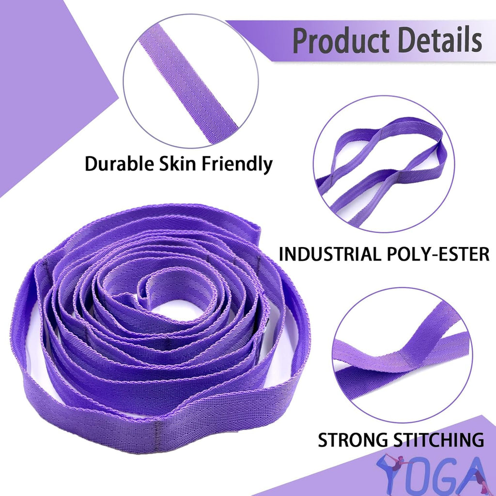 Stretching Strap Yoga Strap with Loops, Stretch Straps for Physical Therapy, Non-Elastic Exercise Strap for Pilates, ... - Image 4