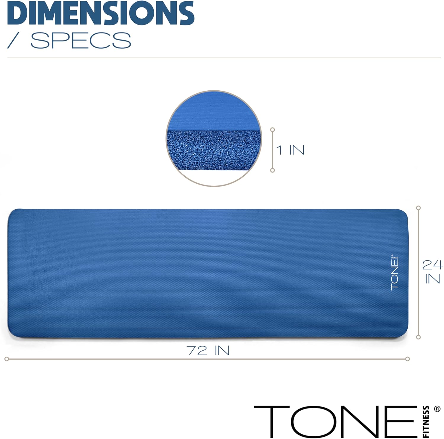 Tone Fitness 1-Inch Thick Yoga Mat | High-Density, Non-slip Exercise Mat with Carrying Strap for Yoga, Pilates, & Hom... - Image 4